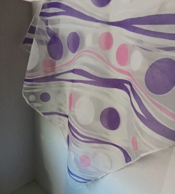 VtG Sheer Scarf 60s Style  Purple Pink White 25" Square For Hair Neck Covering  - Image 1 of 3