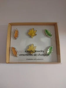 Pier 1 Candle Jewelry Autumn Leaves Decorative Candle Accents Boxed Set of 6 - Picture 1 of 5