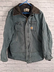 Chaqueta De Colección Carhartt Acolchada Forrada Lona Para Hombres 2XL Alta C26HTG EE. UU. Verde Cazador - Imagen 1 de 14