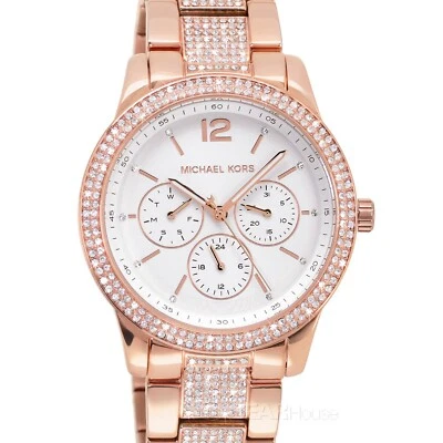 Michael Kors Tibby Womens Pave Glitz Watch, White Dial, Crystals, Rose Gold Band - Image 1 of 4