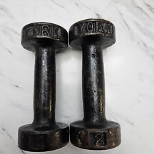 York Barbell Roundhead Vintage Dumbbell 2lb Set USA Early