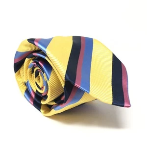 Paul Fredrick Sartoriale Seven Fold Tie Yellow Blue Pink Striped 100% Silk Italy - Picture 1 of 8