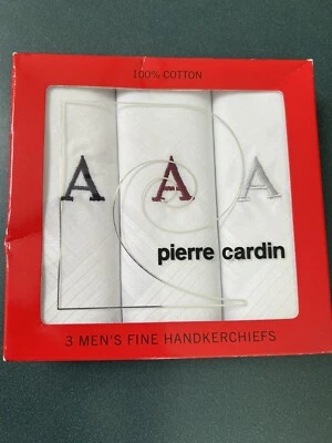 Conjunto de 3 lenços Pierre Cardin 100% algodão monogramados A - Imagem 1 de 3