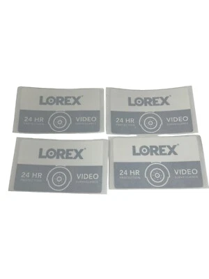 Lote de 4 adesivos adesivos Lorex proteção 24 horas vigilância vídeo janela - Imagem 1 de 2