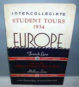 Folleto original de la línea francesa e italiana de 1934, visitas para estudiantes - Imagen 1 de 3