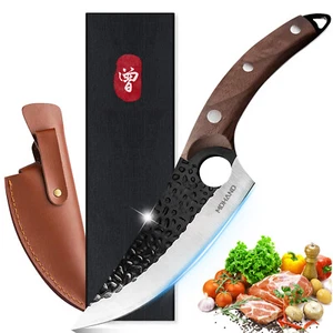 Handmade Chef Knife Forged Meat Cleaver knife Camping Knife with Sheath MDHAND - Picture 1 of 8
