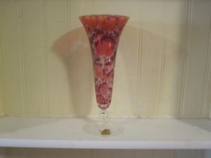 Glas Vase neu mit Aufkleber rot Theresienthal Bavaria 1421 Germany Handarbeit - Bild 1 von 5
