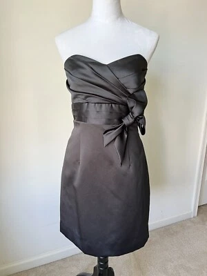 ALFRED ANGELO без бретелек черный атласный бант деталь официальный коктейльное платье--SZ. 12 - Изображение 1 из 4