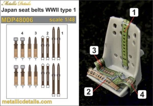 Metallic Details 1/48 WWII Japanese Seatbelts 3D Decals Type #1 - Picture 1 of 1