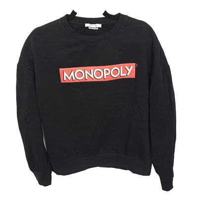 Zara Womens Sweatshirt Size S Monopoly New York Ave Long Sleeve Top Black  - Image 1 of 4