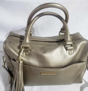 Tommy Hilfiger metallic golden satchel fringe crossbody bag women purse - Picture 1 of 16