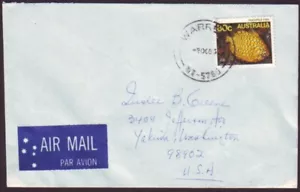 MATASELLOS DEL TERRITORIO NORTE ""WARREGO"" EN CUBIERTA DE CORREO AÉREO A LOS EE. UU. FECHA 1985 - Imagen 1 de 2