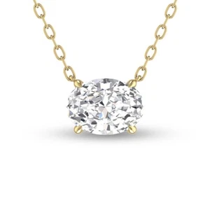 Lab Grown 1/4 Carat Floating Oval Diamond Solitaire Pendant in 14K Yellow Gold - Picture 1 of 5