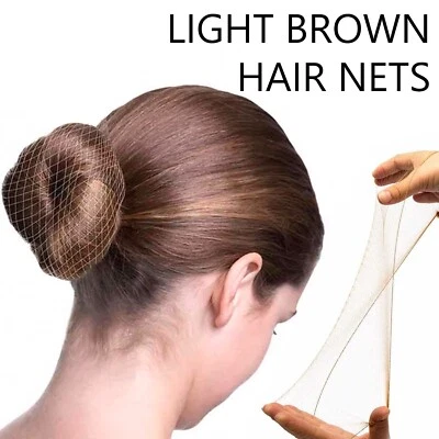 2 LIGHT BROWN HAIR NETS Pair Fine Mesh Bun Cover Wrap Catering Mouse Dark Blonde - Image 1 of 4
