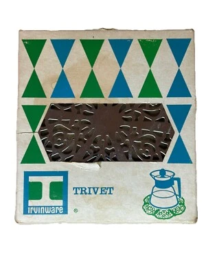 Vintage Irvinware Chromeware Trivet 11510 w/Box Long Island City NY USA 5.5” - Image 1 of 4