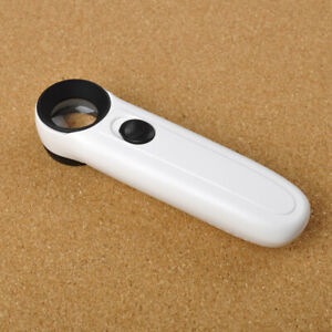 Mini 2 LED Light Hand-Held Magnifier Magnifying Jeweler 40x 21mm Eye Glass Loupe