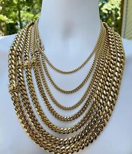 Men's Miami Cuban Link Bracelet Chain 14K Gold Plated Stainless Steel Necklace