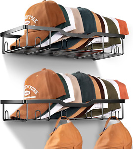 Metal Hat Racks for Baseball Caps Wall Hat Organizer Fit 20 Caps Holder, 2 Packs