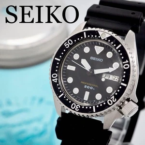 Seiko Men's Diver Professional Watch 7c43-6010 Black Cleaned Working Condition - Imagen 1 de 9
