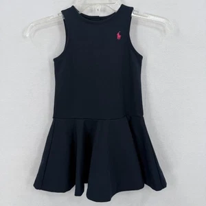 Polo Ralph Lauren Girls 4T Navy Blue Drop Waist Dress Pink Pony Sleeveless Party - Picture 1 of 9