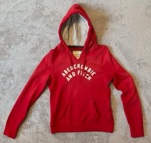 Sudadera con Capucha Pullover Abercrombie & Fitch Para Mujer GRANDE Rojo Bordado Logo - Imagen 1 de 8