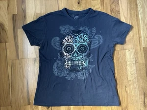 PortAventura Women’s Mexican Catrina skull T-Shirt, Grey, Size S - Picture 1 of 2