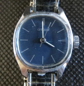 Citizen 2340-167926 SMS 17 Jewel Women's Silver Blue Face Wrist Watch - Picture 1 of 5