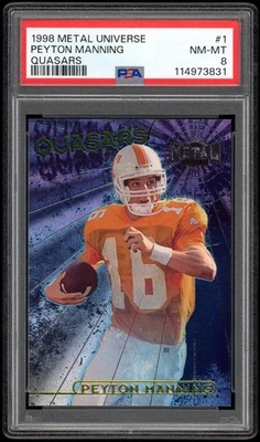 1998 Metal Universe #1 PEYTON MANNING Quasars RC 新秀 PSA 8 近乎完好-MT — 第 1/2 张图片