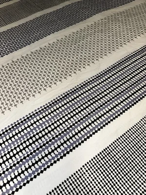 Crate & Barrel Medina King Duvet Cover White Navy Gray Black Cotton - Image 1 of 4