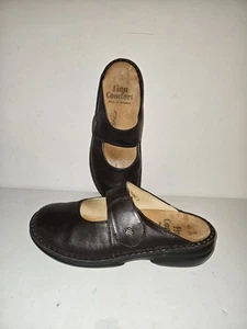 Finn Comfort Stanford Mary Jane Pantolette Clog EU 39D US 8-8,5 dunkelbraun UVP 275 $ - Bild 1 von 7