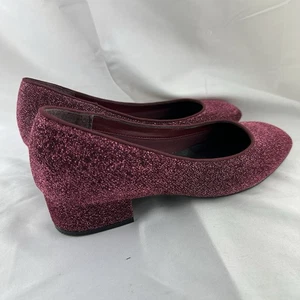 M&S COLLECTION Women’s Magenta Sparkle Glitter Block Heel Shoes Pumps UK Size 5 - Picture 1 of 10