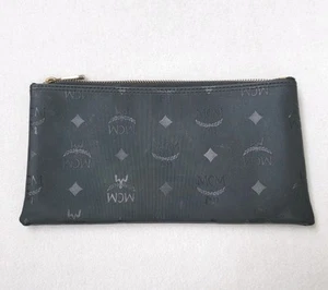 MCM Germany Monogram Logo Black Canvas Zip Pouch Clutch Bag 9"x 5" - Picture 1 of 10
