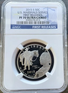 2015 S 50C U.S. Marshals Service First Releases Proof 70 Ultra Cameo - Picture 1 of 2