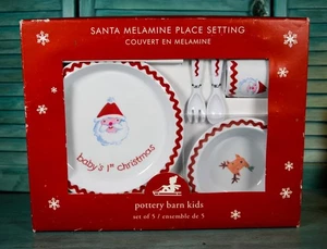 Pottery Barn Kids Babys 1. Weihnachten Weihnachtsmann 5/-teiliges Melamin Gedeck in Box - Bild 1 von 8