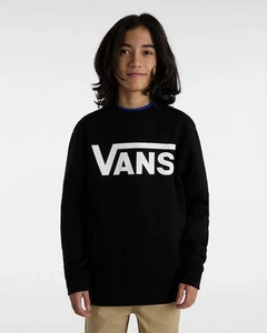 Vans Kids' Classic Crew Sweatshirt - Black Soft Cotton Comfort - Picture 1 of 7