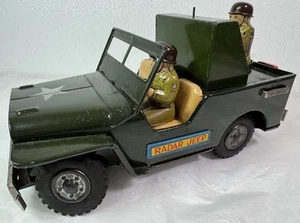 Vintage TN Nomura Tin Toy US Army Radar Jeep Battery Operated 1960s Tested - Picture 1 of 9