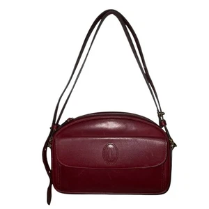 Borsa a tracolla vintage Cartier Must de Cartier in pelle bordeaux con dustbag - Foto 1 di 16