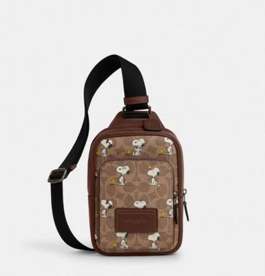 Coach X CBK47 Peanuts Racer Sling Pack in Signature Canvas With Snoopy Print NWT - Image 1 of 4