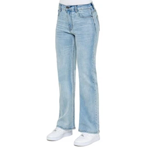 Enzo Wide Leg Jeans Womens Casual Regular Fit Stretch Denim Trousers - Picture 1 of 26