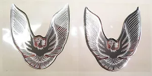 Vintage 80's 90's Firebird TRANS AM Bird Emblem Black/Silver 3.6x3.0 2-pcs - Picture 1 of 2
