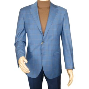 Abrigo Deportivo Hombre Mono Pavo 100% Lana Super 180s 1480-01 Azul Cuadros - Imagen 1 de 13