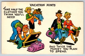 Vacation Hints, Take Half The Clothes And Twice The Money, Vintage Postcard - Picture 1 of 2