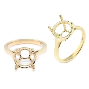 Minimalistischer Solitär Ring Halbfassung rund 10 mm in 14 Karat Gelbgold (52260-1) - Bild 1 von 5