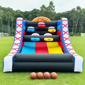 Inflatable Basketball Hoop Shot Game with 5 Hoops 4 Balls Blower for Indoor/Outd - Picture 1 of 6