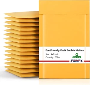 Kraftpapier Luftpolster Versandtasche 4X8" 50er Pack Starke Haftung Gepolsterte Umschläge Dicke Luftpolster En - Bild 1 von 7