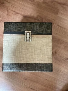 Vintage 45 RPM Record Wood Carrying Case Storage Brown And Tan - Picture 1 of 7
