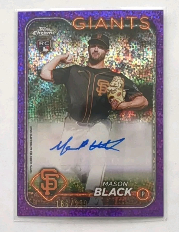 2024 Topps Chrome Update Mason Black Rookie Purple Speckle Refractor Auto /299 - Image 1 of 4