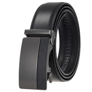 HJones Clásico Para Hombre Cinturón de Cuero Automático Hebilla Cinturón Trinquete Correa de Regalo Jeans - Imagen 1 de 4