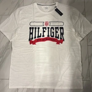 Tommy Hilfiger Men’s T-shirt White Red Navy Blue XXL New - Picture 1 of 3