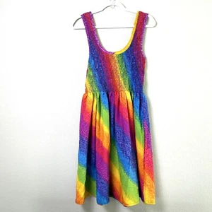 Rima Beachworld Dress Coverup OS Blue Purple Rainbow Sleeveless Sundress - Picture 1 of 9